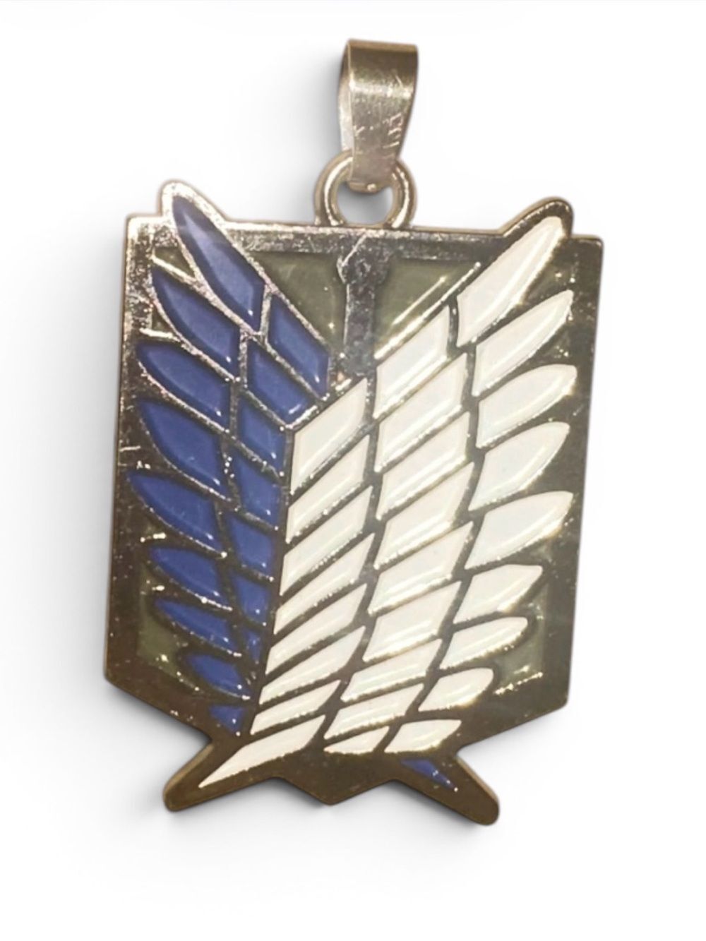Attack on the Titan Survey Corps Winged Emblem Pendant in Blue and White